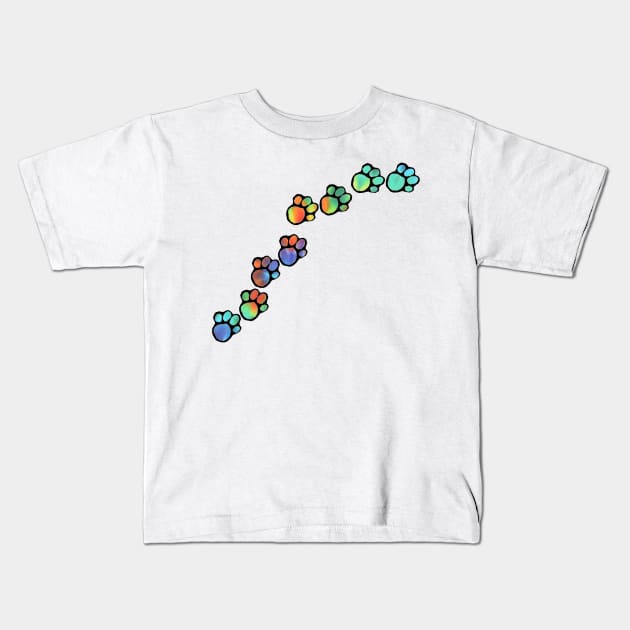 Psychedelic Paw Prints Kids T-Shirt by ARTWORKandBEYOND